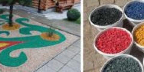 Цветно натрошен камък в ландшафтен дизайн